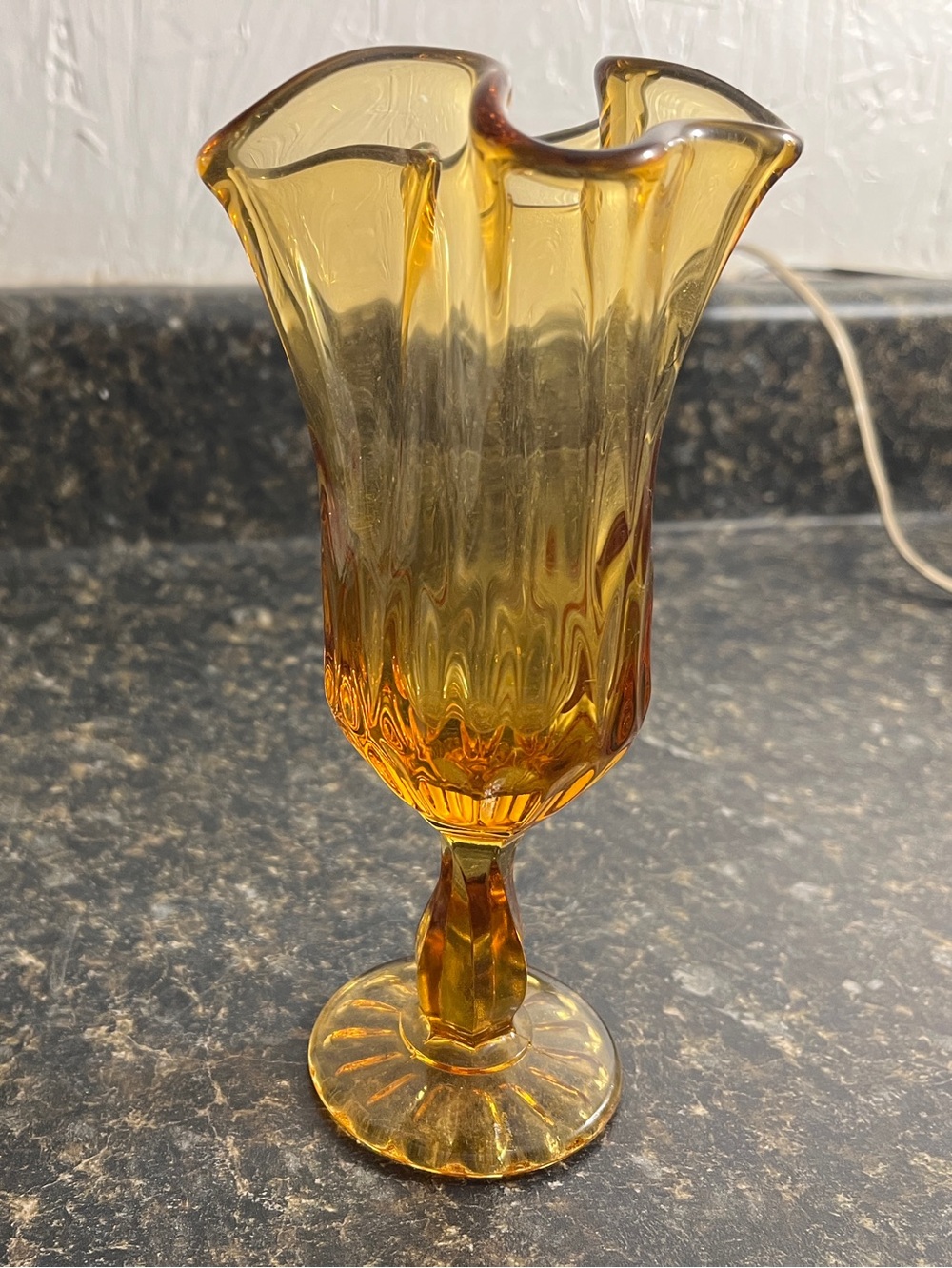 Amber Glass Tulip Vase - Elegant Home Accent
